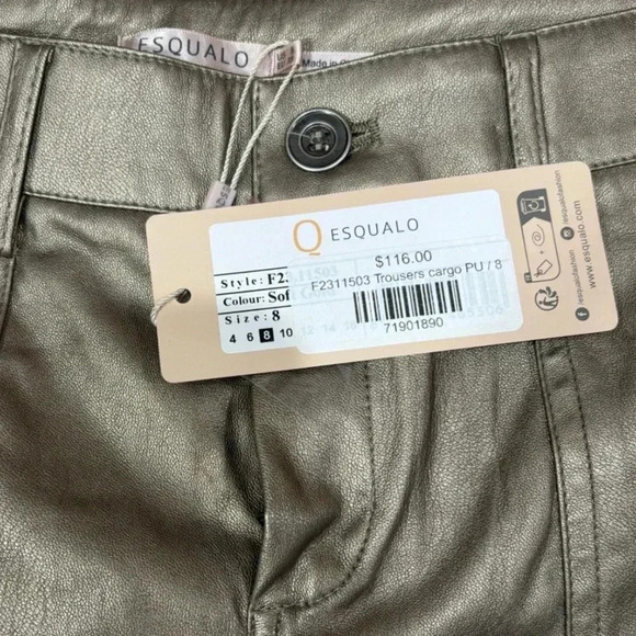Esqualo Faux Leather Cargo Pants NWT - Picture 3 of 4